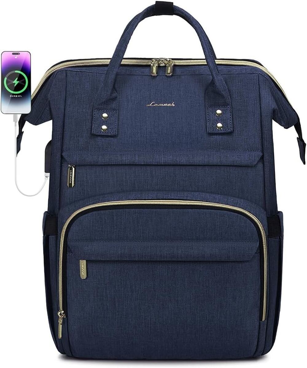 LOVEVOOK Laptop Backpack for Women with Pouch Pocket 18 Inch, Dark Blue
